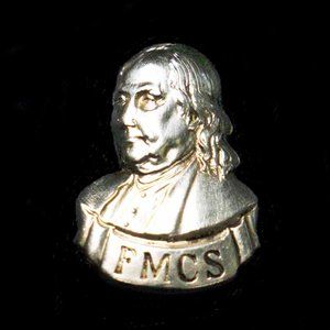 BENJAMIN FRANKLIN BUST IN PROFILE TIE TACK WITH CHAIN - MtWTS1